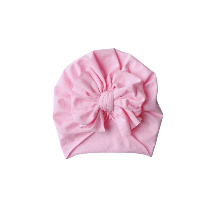 Baby Top Knot Bow Turban — Pink