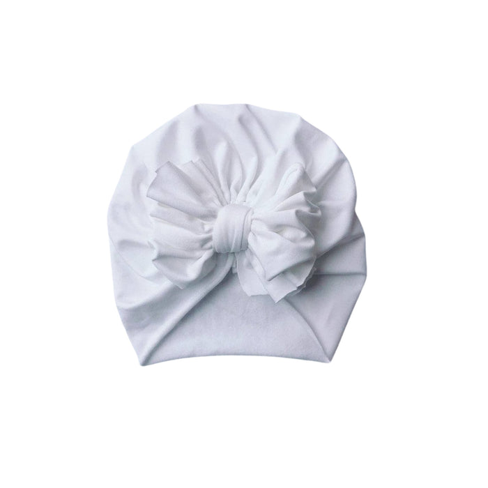 Baby Top Knot Bow Turban — White