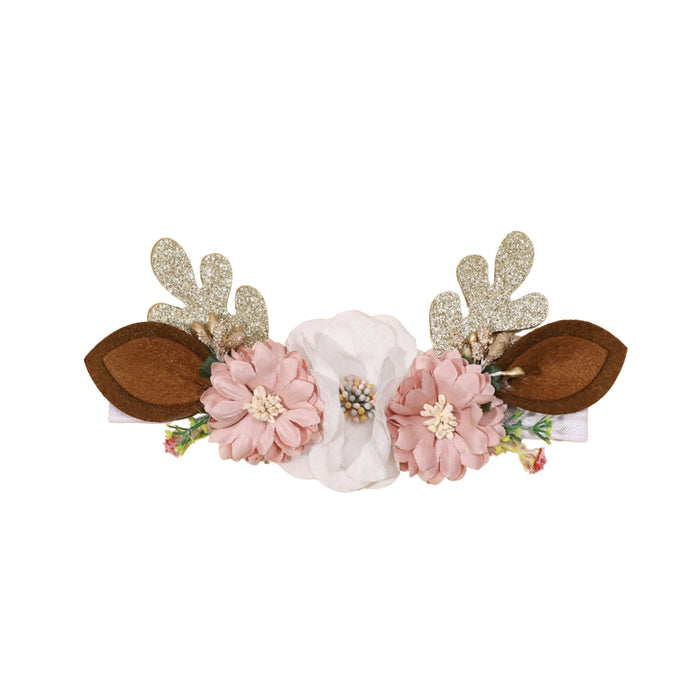 Christmas Reindeer Antler Floral Headband for Baby Girls #2