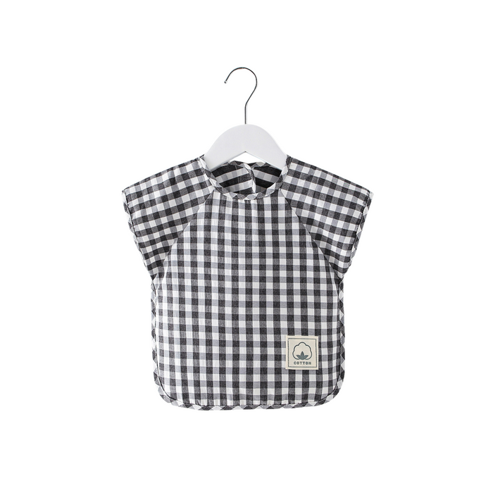 Classic Gingham Style Short-Sleeve Baby Smock in Navy