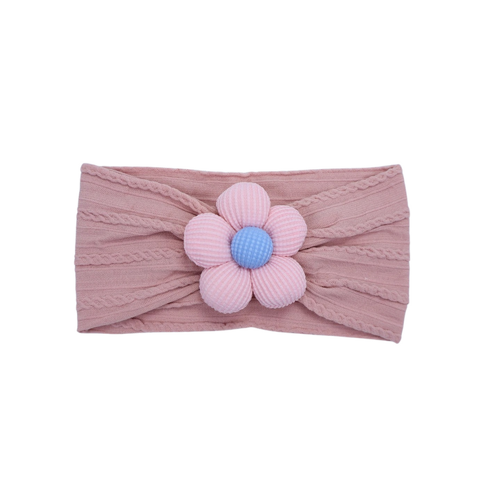 Plush Single Flower Baby Headband in Flamingo