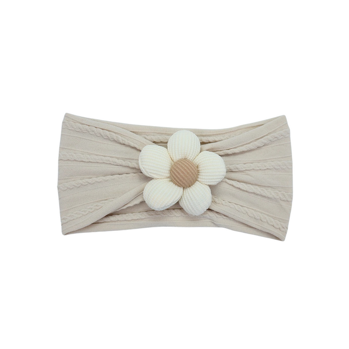 Plush Single Flower Baby Headband in Ivory