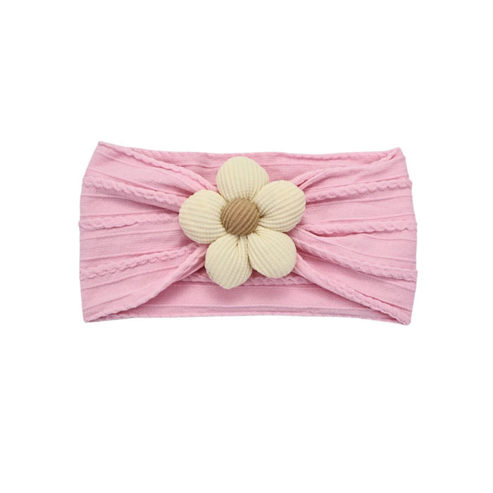 Plush Single Flower Baby Headband in Peony Cream