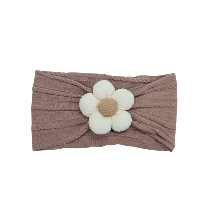 Plush Single Flower Baby Headband in Sienna