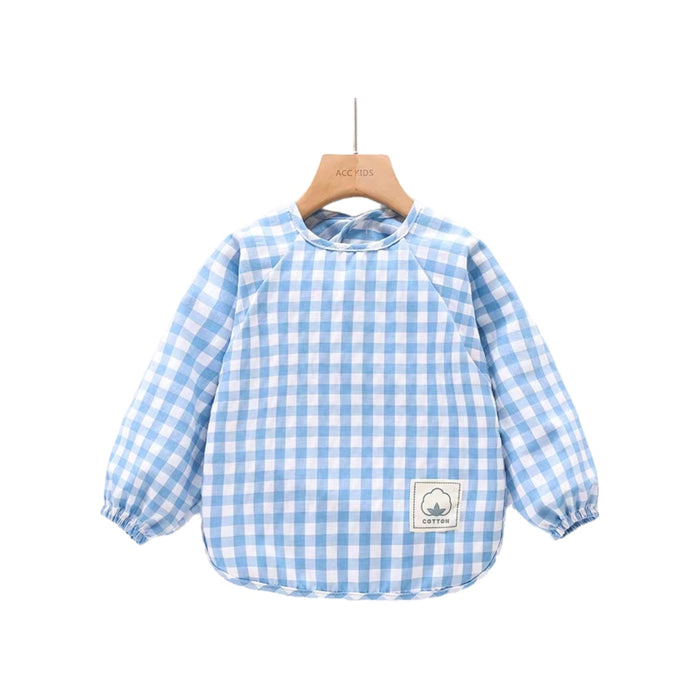 Classic Gingham Style Long-Sleeve Baby Smock in Strawberry