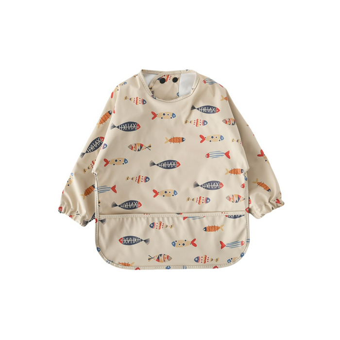 Waterproof Long Sleeve Baby Smock Bib in Gone Fishing