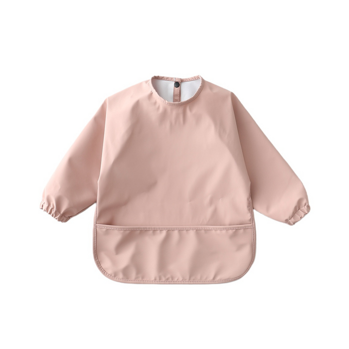 Waterproof Long Sleeve Baby Smock Bib in Oriental Pink