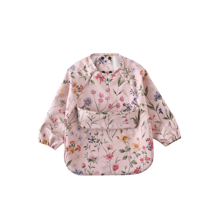 Waterproof Long Sleeve Baby Smock Bib in Petal Palette