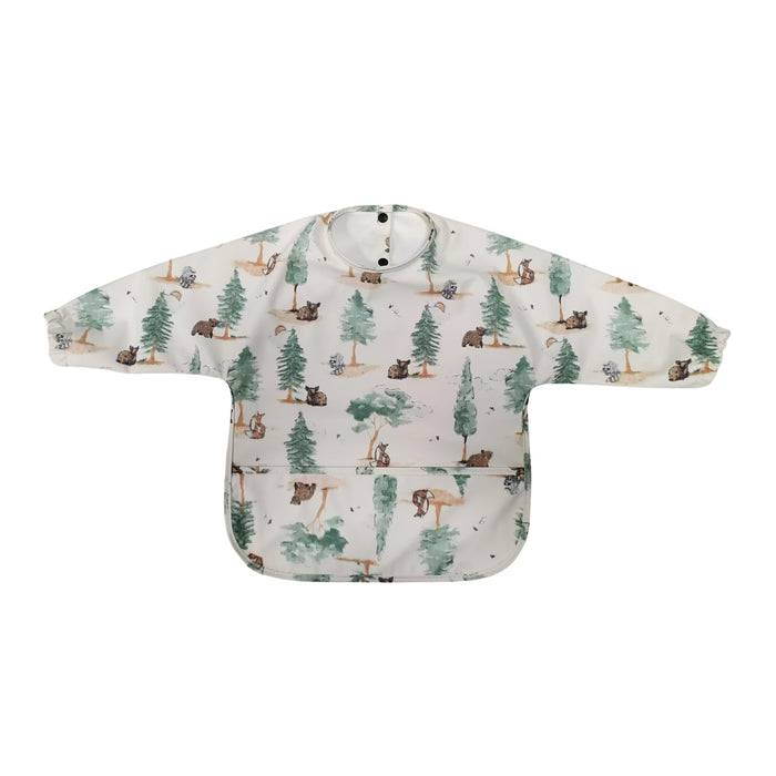 Waterproof Long Sleeve Baby Smock Bib in Pinewood Pals