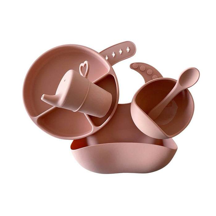 8 Piece Baby Feeding Set Suction - Silicone Suction Bowls, Flamingo Rose